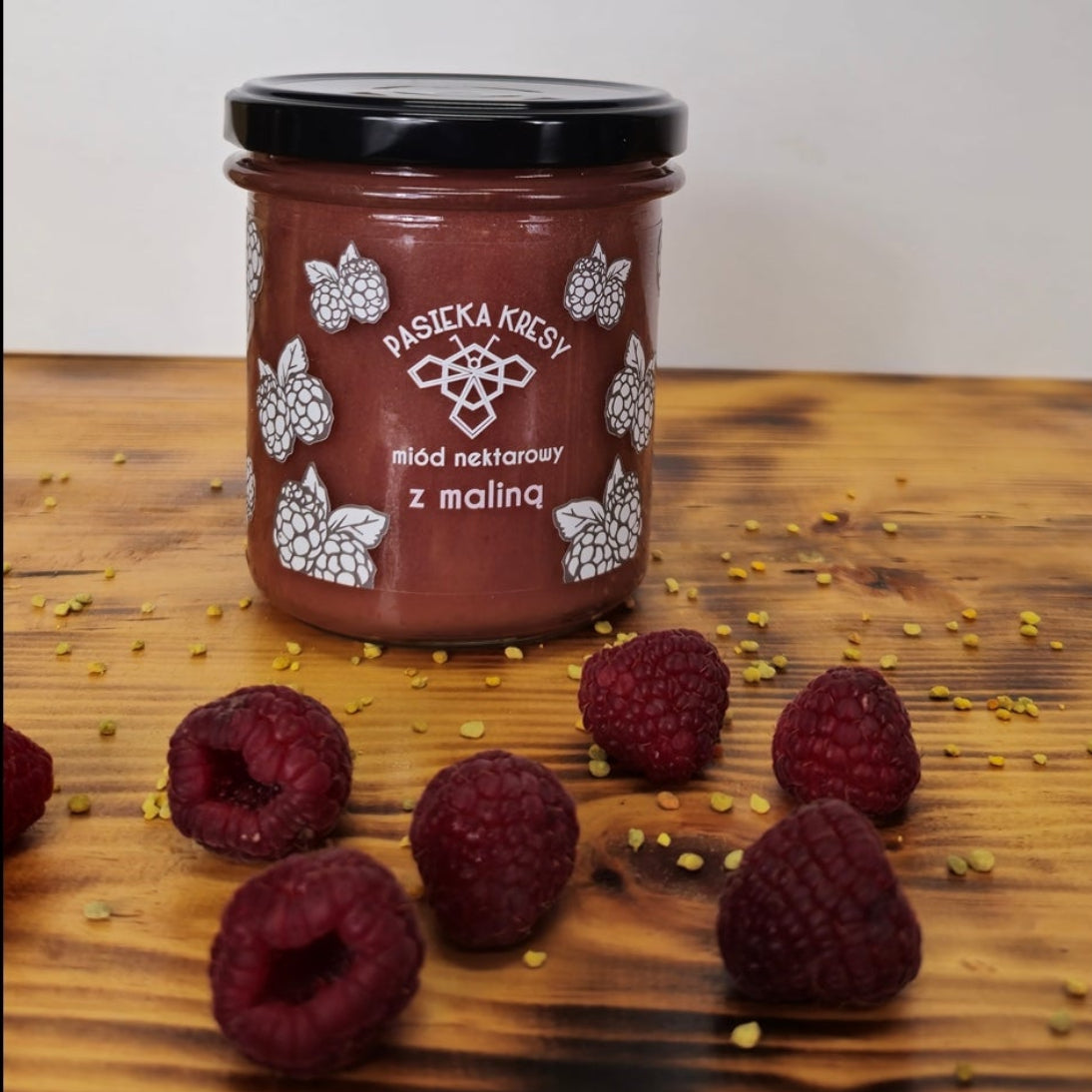 Miód kremowany z maliną 430 gram